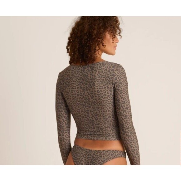 ROARK x ABYSSE Poppler Rashguard Surf Swim Top Women's Medium Mocha Leopard NEW - Picture 7 of 11